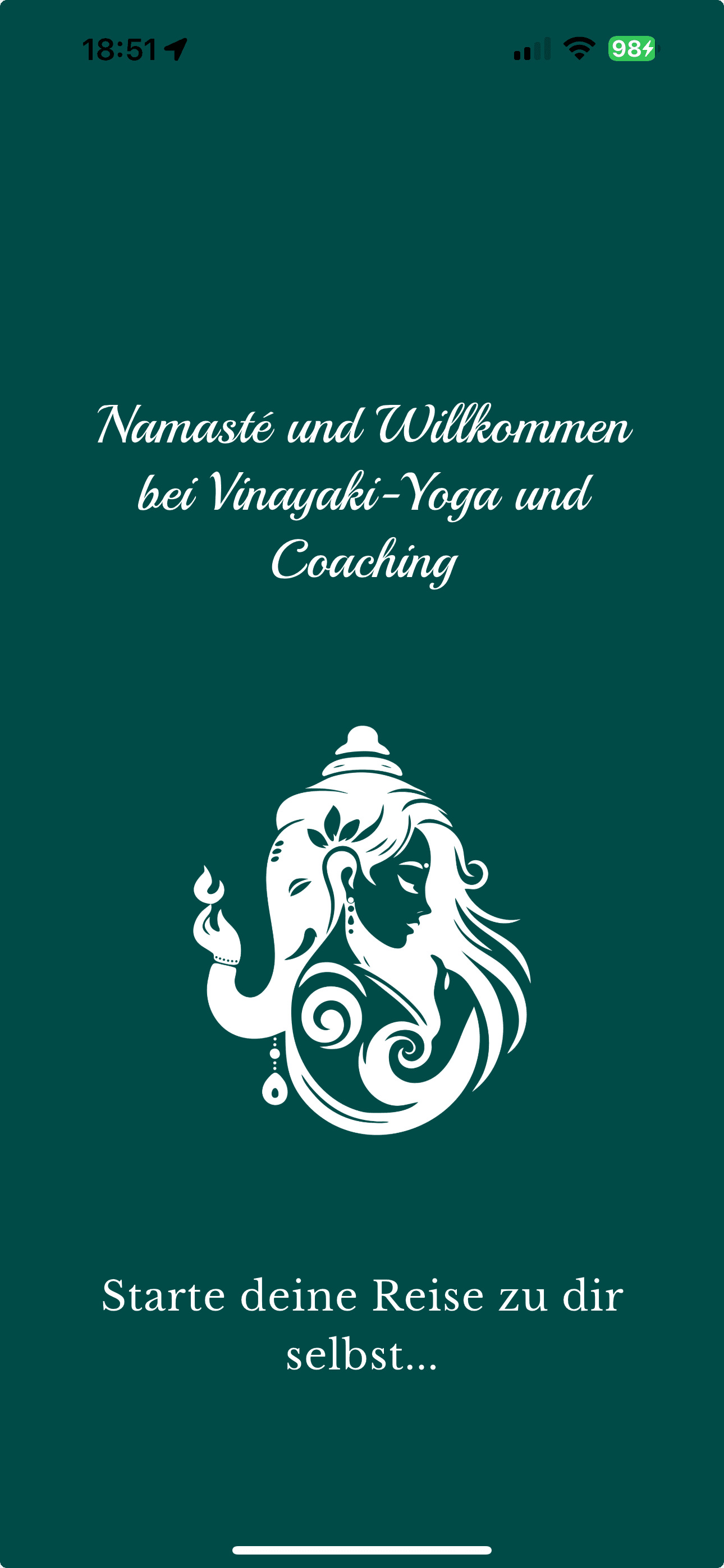 VYC Sahitya – Willkommensbildschirm der App